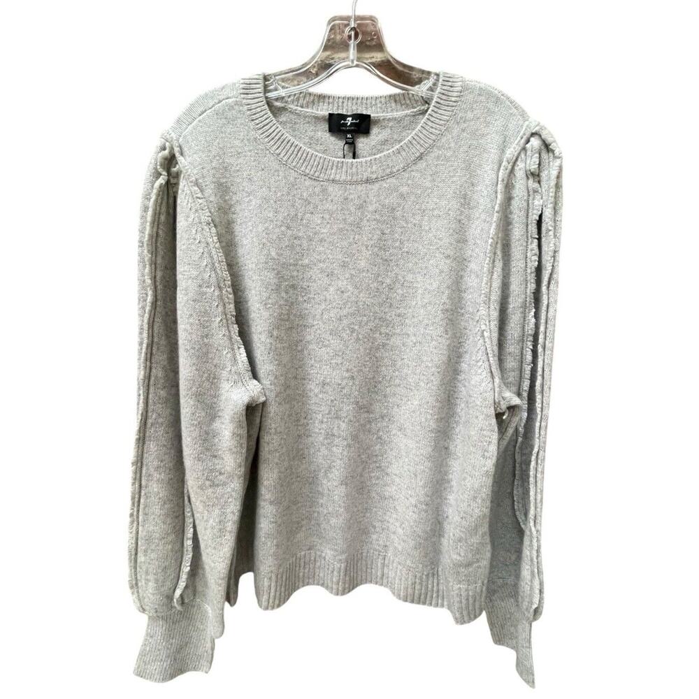 NWT 7 For All Mankind 7FAM Merino Wool Cashmere Blend Sweater Grey Heather XL